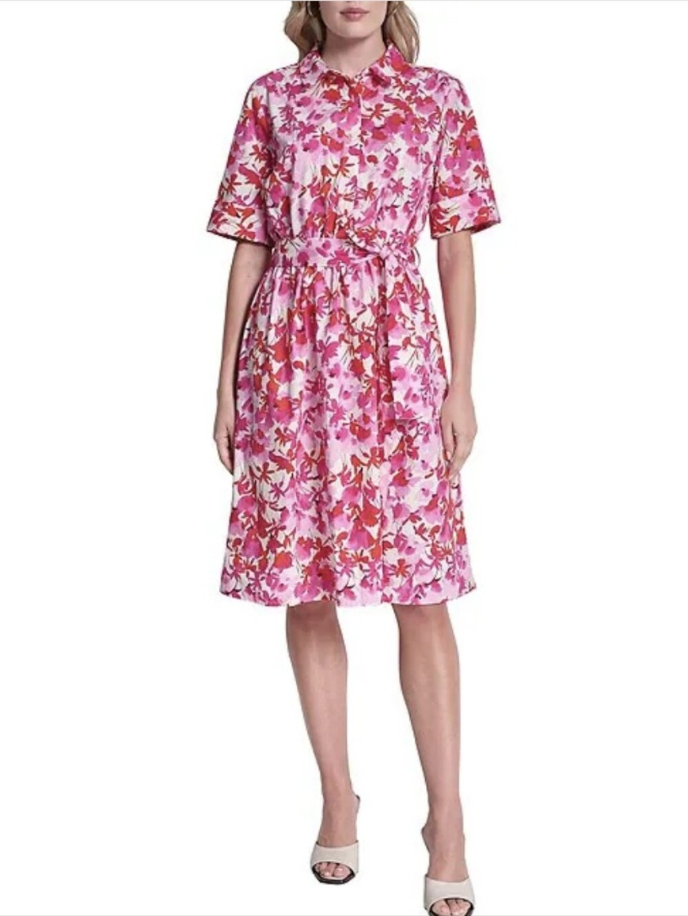 DKNY by Donna Karan Short Sleeve Belted Shirt Dress, Size 6